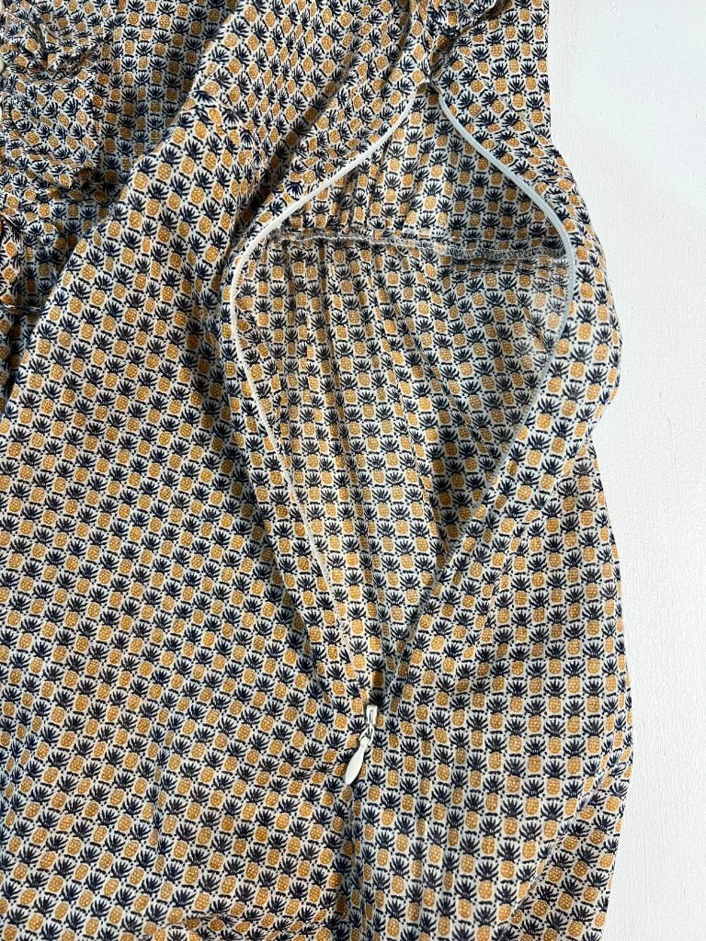 J.Crew Size 14 Pineapple Print Ruffle‎ Peplum Cotton Blouse Top